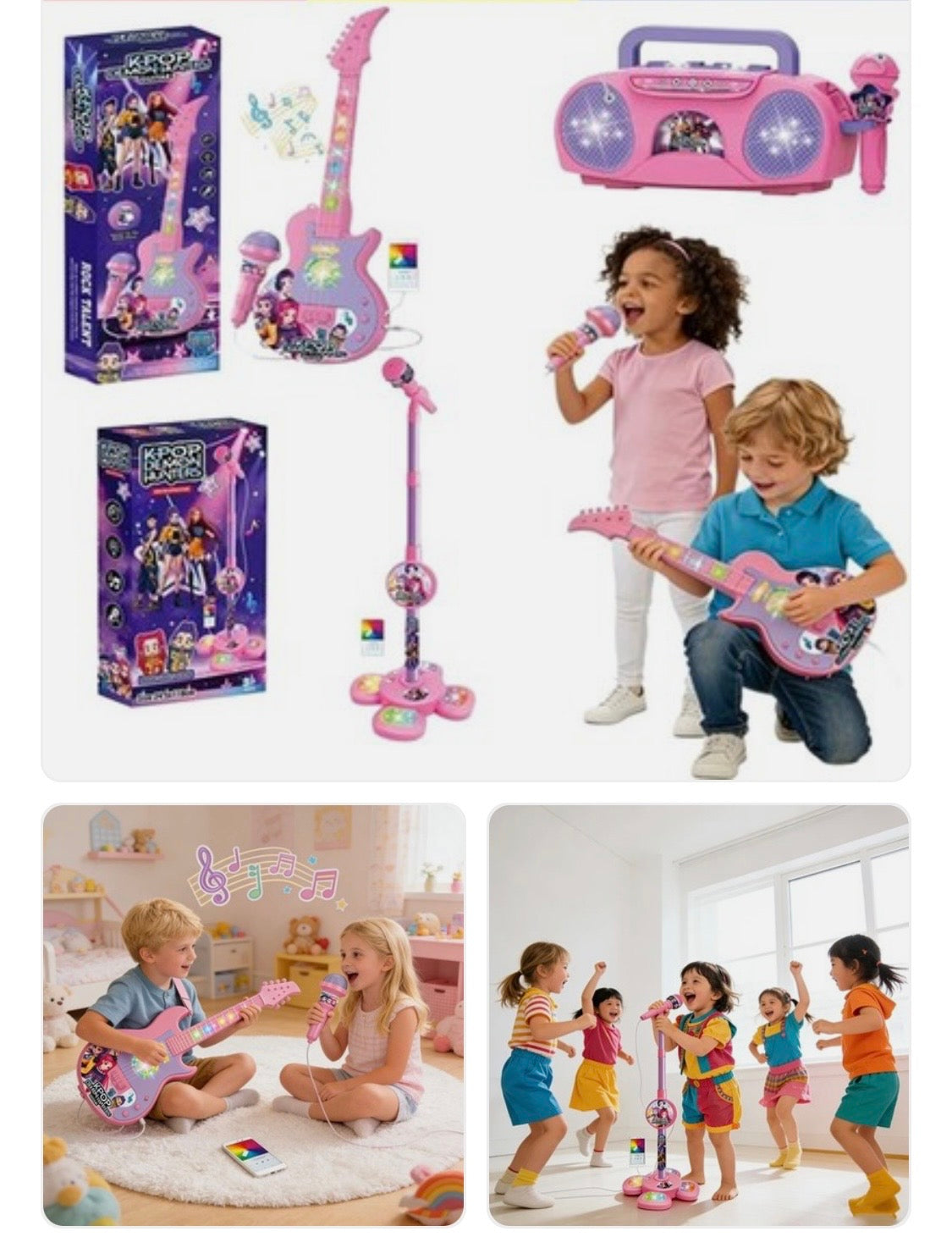 Huntrix Play Guitar and Microphone