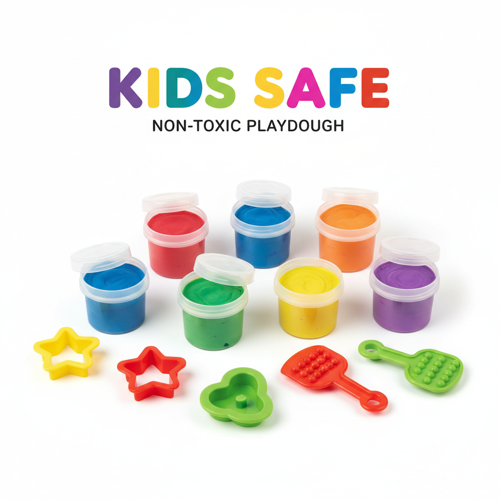 Kids safe non-toxic play dough set with tools and cutters