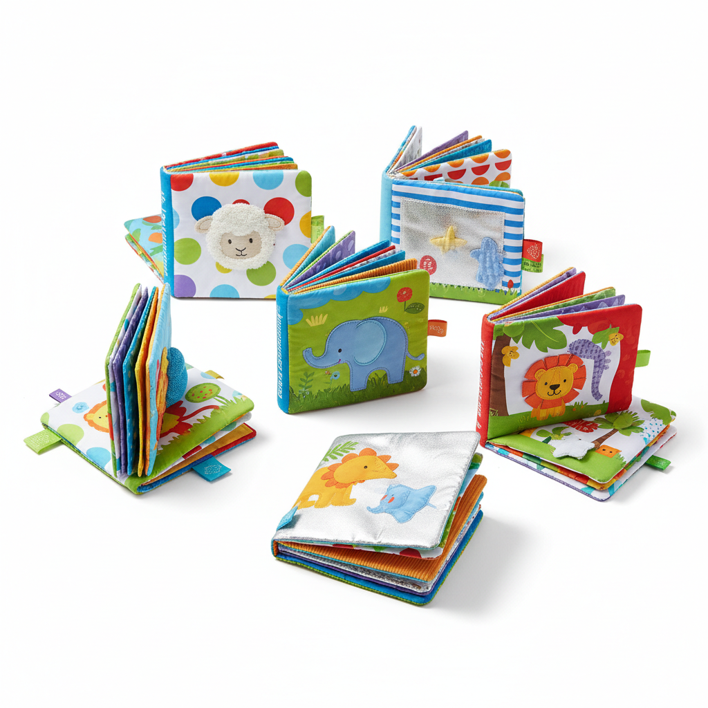 6 pack of soft baby cloth books colourful sensory books