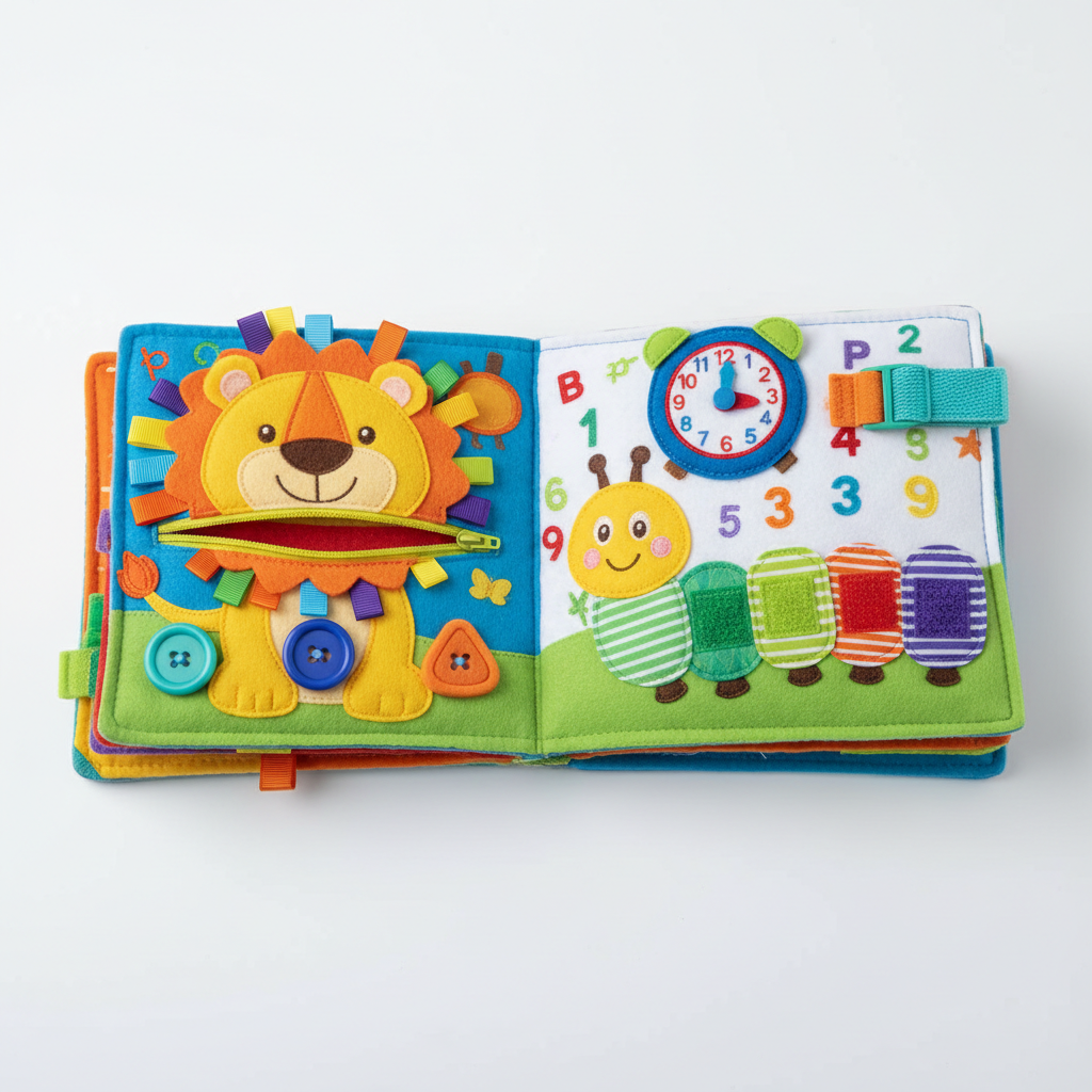Busy book for toddlers soft fabric interactive activity book